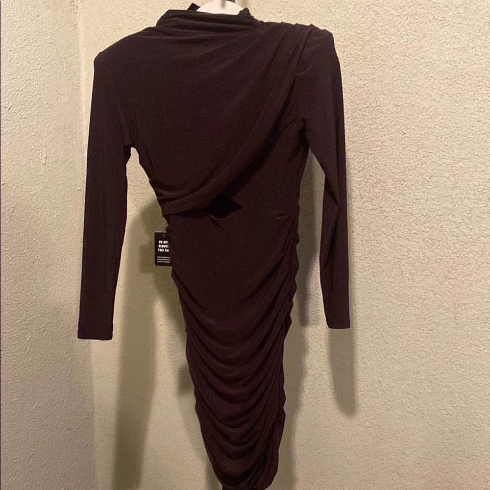 Express Black Asymmetrical Ruched Bodycon Dress